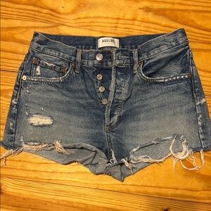 Agolde Blue Jean Shorts Distressed Cutoff Style